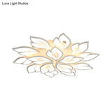 Minimalistic Acrylic Floral Flush Lamp With Led In Warm/White Light For Drawing Room Ceiling