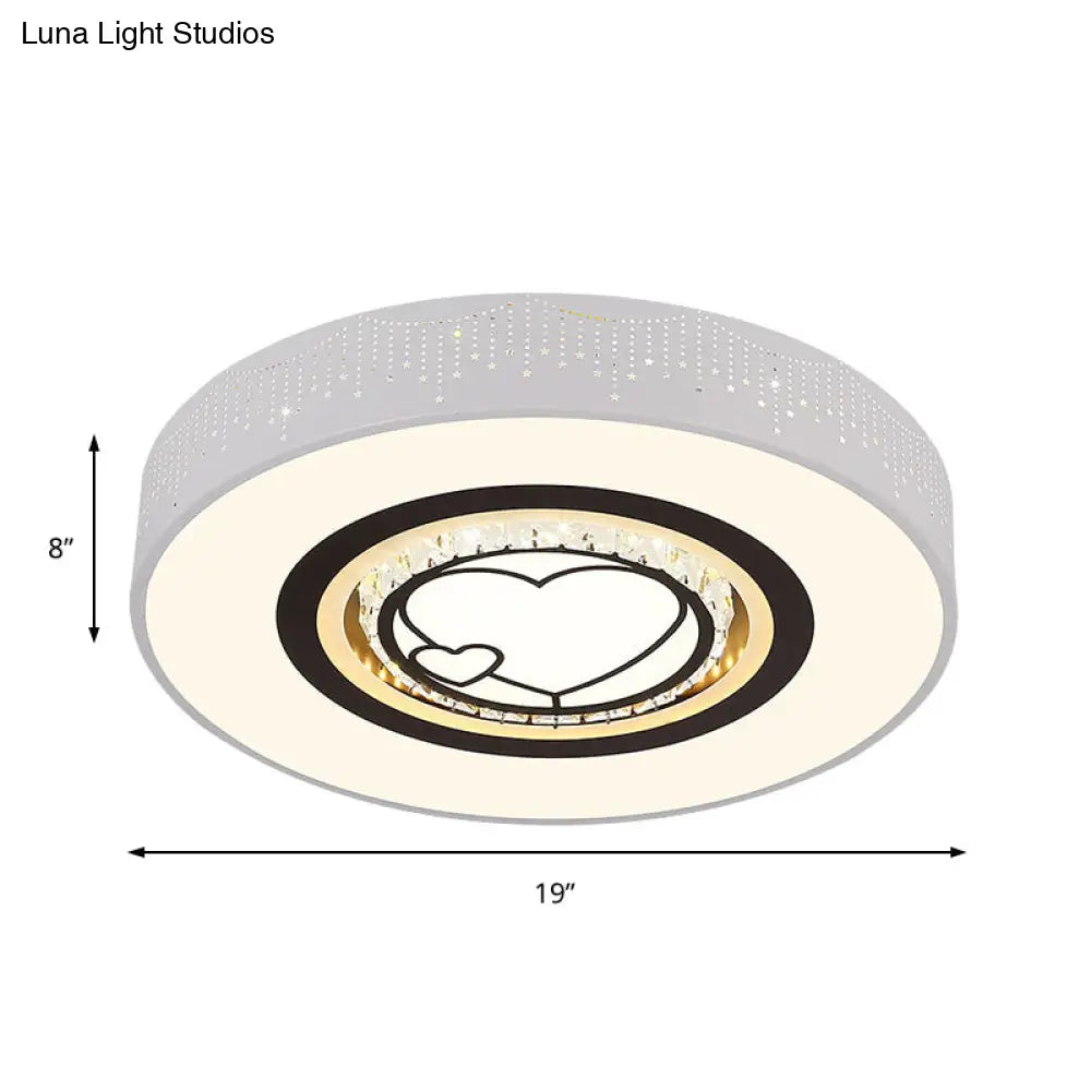 Minimalistic Acrylic Flush Mount Led Ceiling Light For White Bedroom With Crystal Drops & Choice Of