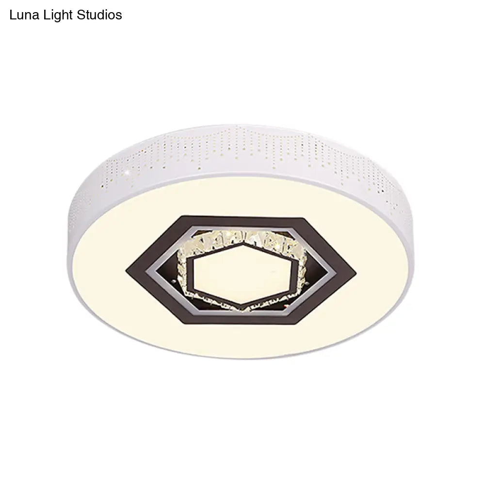 Minimalistic Acrylic Flush Mount Led Ceiling Light For White Bedroom With Crystal Drops & Choice Of