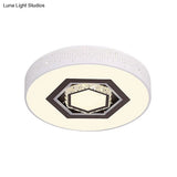 Minimalistic Acrylic Flush Mount Led Ceiling Light For White Bedroom With Crystal Drops & Choice Of