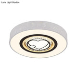Minimalistic Acrylic Flush Mount Led Ceiling Light For White Bedroom With Crystal Drops & Choice Of