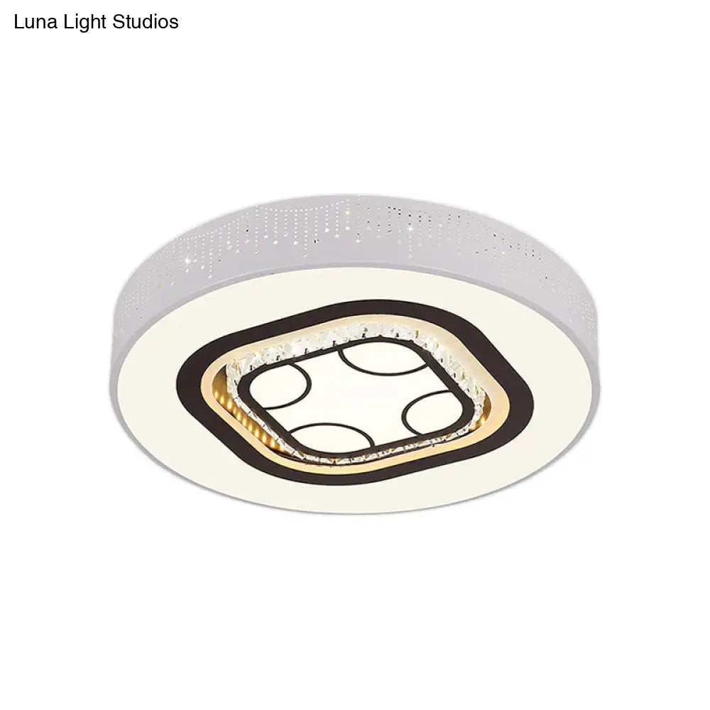 Minimalistic Acrylic Flush Mount Led Ceiling Light For White Bedroom With Crystal Drops & Choice Of
