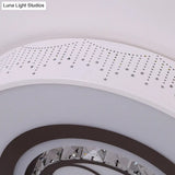 Minimalistic Acrylic Flush Mount Led Ceiling Light For White Bedroom With Crystal Drops & Choice Of