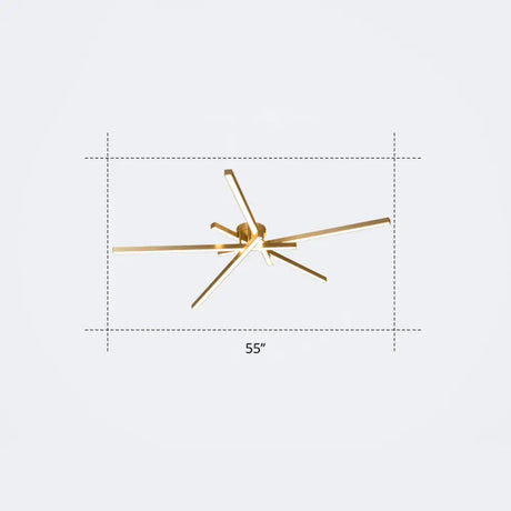 Minimalistic Acrylic Led Ceiling Mount Lamp For Living Room: Radial Flush Light Fixture 5 / Gold