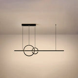 Minimalistic Acrylic Led Suspension Light For Dining Room - Linear And Ring Island Lamp In Black /