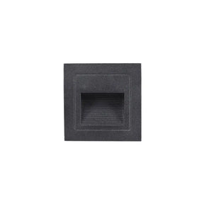 Minimalistic Black Aluminum Led Footlight For Stairway - Quadrilateral Recessed Wall Light / Small