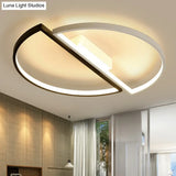 Minimalistic Black And White Led Semi - Circle Flush Mount Ceiling Light With Aluminum Finish