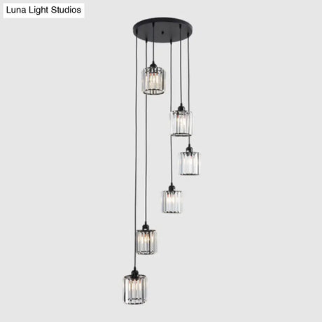 Minimalistic Black Geometric Prismatic Crystal Ceiling Light For Staircase