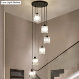 Minimalistic Black Geometric Prismatic Crystal Ceiling Light For Staircase