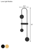 Minimalistic Black/Gold Metal Led Wall Sconce With 3 Arched Heads - Warm/White Light