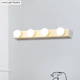 Minimalistic Black/White Finish Vanity Lighting Fixture Open Bulb 4/5 Heads Metal Wall Light For