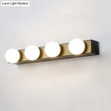 Minimalistic Black/White Finish Vanity Lighting Fixture Open Bulb 4/5 Heads Metal Wall Light For