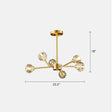 Minimalistic Brass Chandelier With Faceted Crystal Balls - Living Room Hanging Lamp 6 /