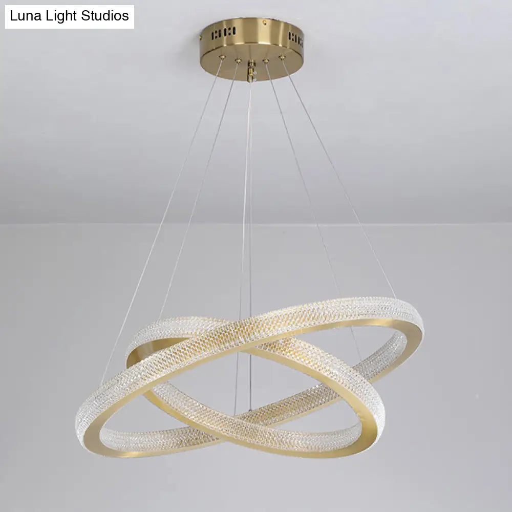 Minimalistic Brass Led Chandelier Light With Acrylic Suspension - 1/3/4-Tier Circle Design