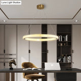 Minimalistic Brass Led Chandelier Light With Acrylic Suspension - 1/3/4-Tier Circle Design