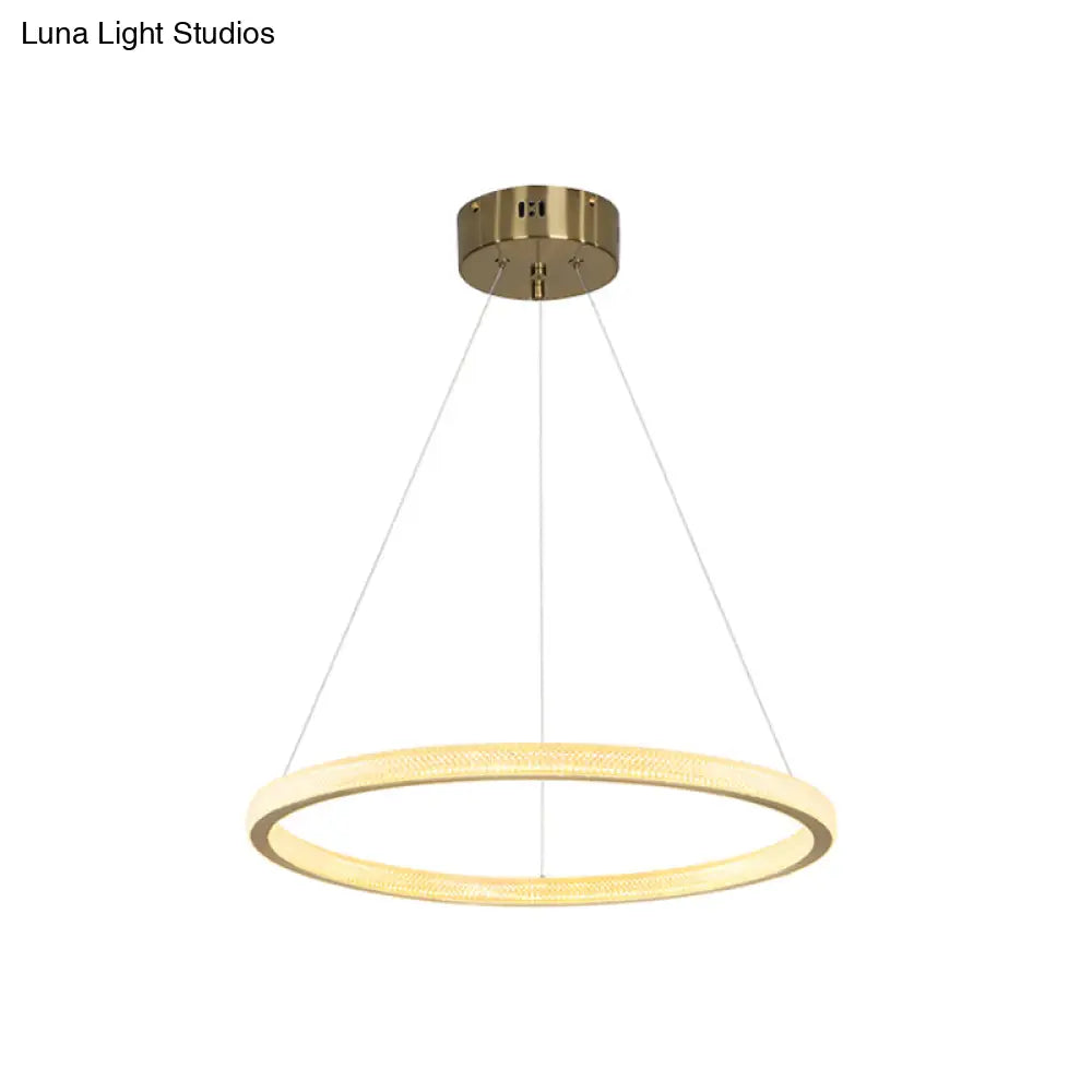 Minimalistic Brass Led Chandelier Light With Acrylic Suspension - 1/3/4-Tier Circle Design