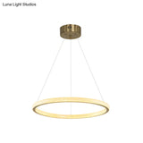 Minimalistic Brass Led Chandelier Light With Acrylic Suspension - 1/3/4-Tier Circle Design
