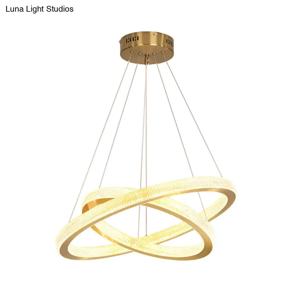 Minimalistic Brass Led Chandelier Light With Acrylic Suspension - 1/3/4-Tier Circle Design