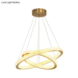 Minimalistic Brass Led Chandelier Light With Acrylic Suspension - 1/3/4-Tier Circle Design
