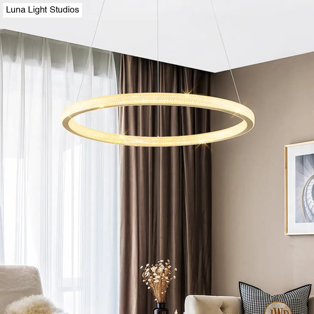 Minimalistic Brass Led Chandelier Light With Acrylic Suspension - 1/3/4-Tier Circle Design