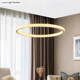 Minimalistic Brass Led Chandelier Light With Acrylic Suspension - 1/3/4-Tier Circle Design