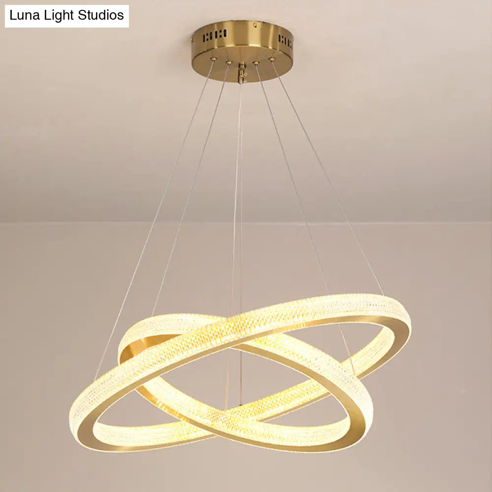 Minimalistic Brass Led Chandelier Light With Acrylic Suspension - 1/3/4-Tier Circle Design