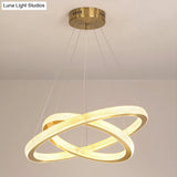 Minimalistic Brass Led Chandelier Light With Acrylic Suspension - 1/3/4-Tier Circle Design