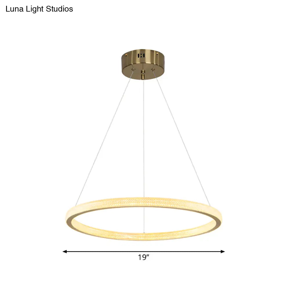 Minimalistic Brass Led Chandelier Light With Acrylic Suspension - 1/3/4-Tier Circle Design