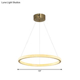 Minimalistic Brass Led Chandelier Light With Acrylic Suspension - 1/3/4-Tier Circle Design