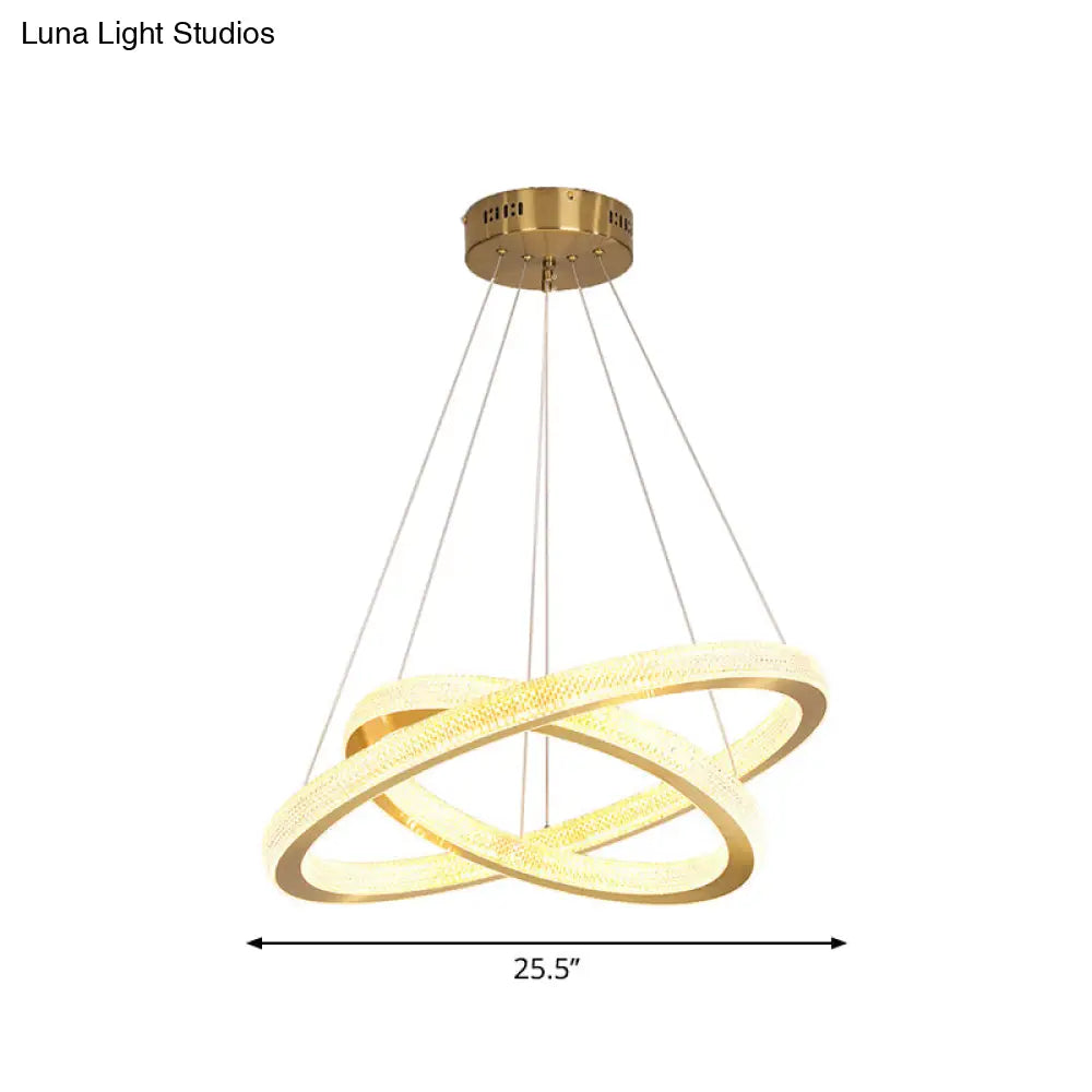 Minimalistic Brass Led Chandelier Light With Acrylic Suspension - 1/3/4-Tier Circle Design