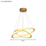Minimalistic Brass Led Chandelier Light With Acrylic Suspension - 1/3/4-Tier Circle Design