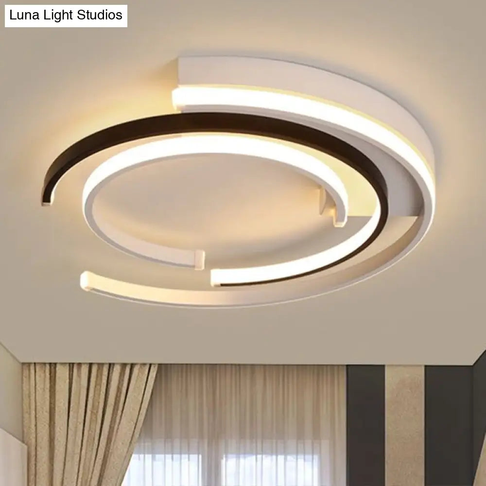 Minimalistic C - Shaped Flush Mount Ceiling Light In Black And White For Bedrooms