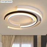 Minimalistic C - Shaped Flush Mount Ceiling Light In Black And White For Bedrooms