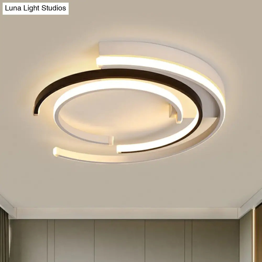 Minimalistic C - Shaped Flush Mount Ceiling Light In Black And White For Bedrooms