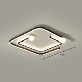 Minimalistic Geometric Led Flush Ceiling Light In Black For Bedrooms / Remote Control Stepless