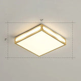 Minimalistic Gold Checked Led Flushmount Ceiling Light For Living Room / 12’ Remote Control
