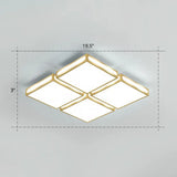 Minimalistic Gold Checked Led Flushmount Ceiling Light For Living Room / 19.5’ White