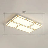 Minimalistic Gold Checked Led Flushmount Ceiling Light For Living Room / 35.5’ Remote Control