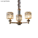 Minimalistic Gold Crystal Cylinder Chandelier For Dining Room Ceiling