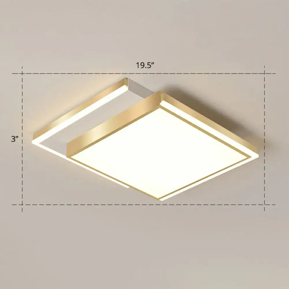 Minimalistic Gold Led Ceiling Light For Living Room - Rectangle Shaped Acrylic Flush Mount /