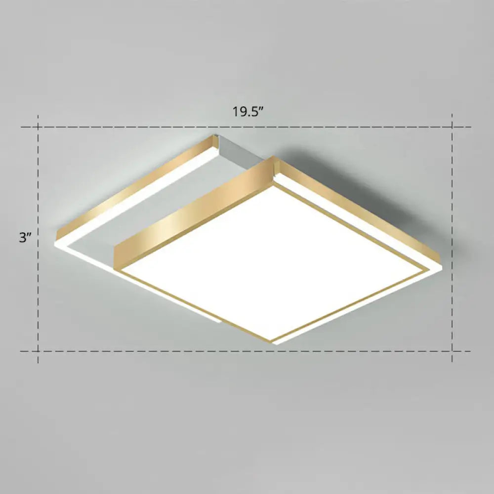 Minimalistic Gold Led Ceiling Light For Living Room - Rectangle Shaped Acrylic Flush Mount /
