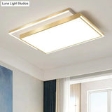 Minimalistic Gold Led Ceiling Light For Living Room - Rectangle Shaped Acrylic Flush Mount