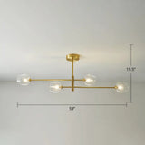 Minimalistic Gold Plated Molecule Glass Chandelier - Stylish Hanging Ceiling Light 4 / Clear