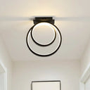 Minimalistic Halo Ring Led Ceiling Light In Black Metal Flush Mount / Warm