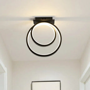 Minimalistic Halo Ring Led Ceiling Light In Black Metal Flush Mount / Warm