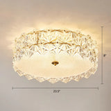 Minimalistic Hexagonal Glass Flush Mount Ceiling Light For Living Room Clear / 23.5’
