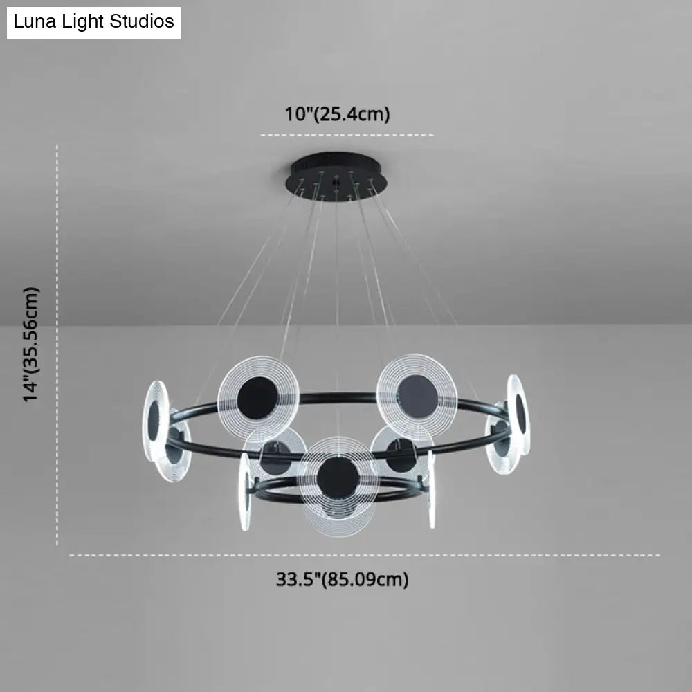 Minimalistic Led Circles Suspension Lamp: Acrylic Chandelier Pendant Light For Living Room