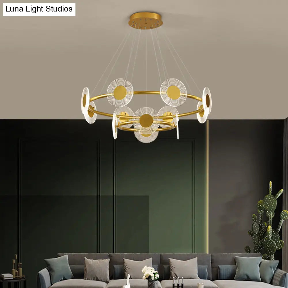 Minimalistic Led Circles Suspension Lamp: Acrylic Chandelier Pendant Light For Living Room