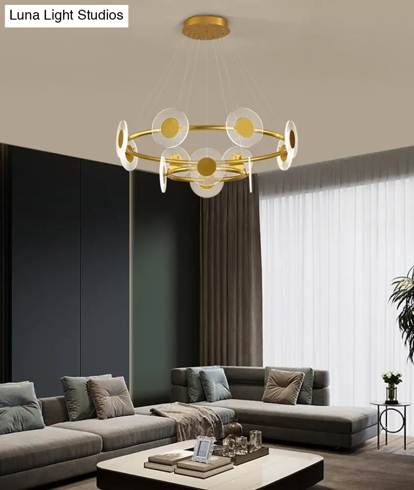 Minimalistic Led Circles Suspension Lamp: Acrylic Chandelier Pendant Light For Living Room