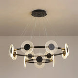 Minimalistic Led Circles Suspension Lamp: Acrylic Chandelier Pendant Light For Living Room Black /